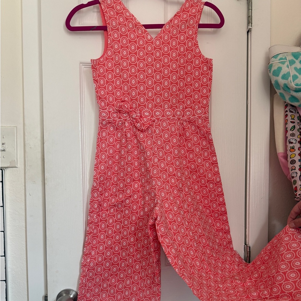 Janie and Jack Coral Floral Jumpsuit
